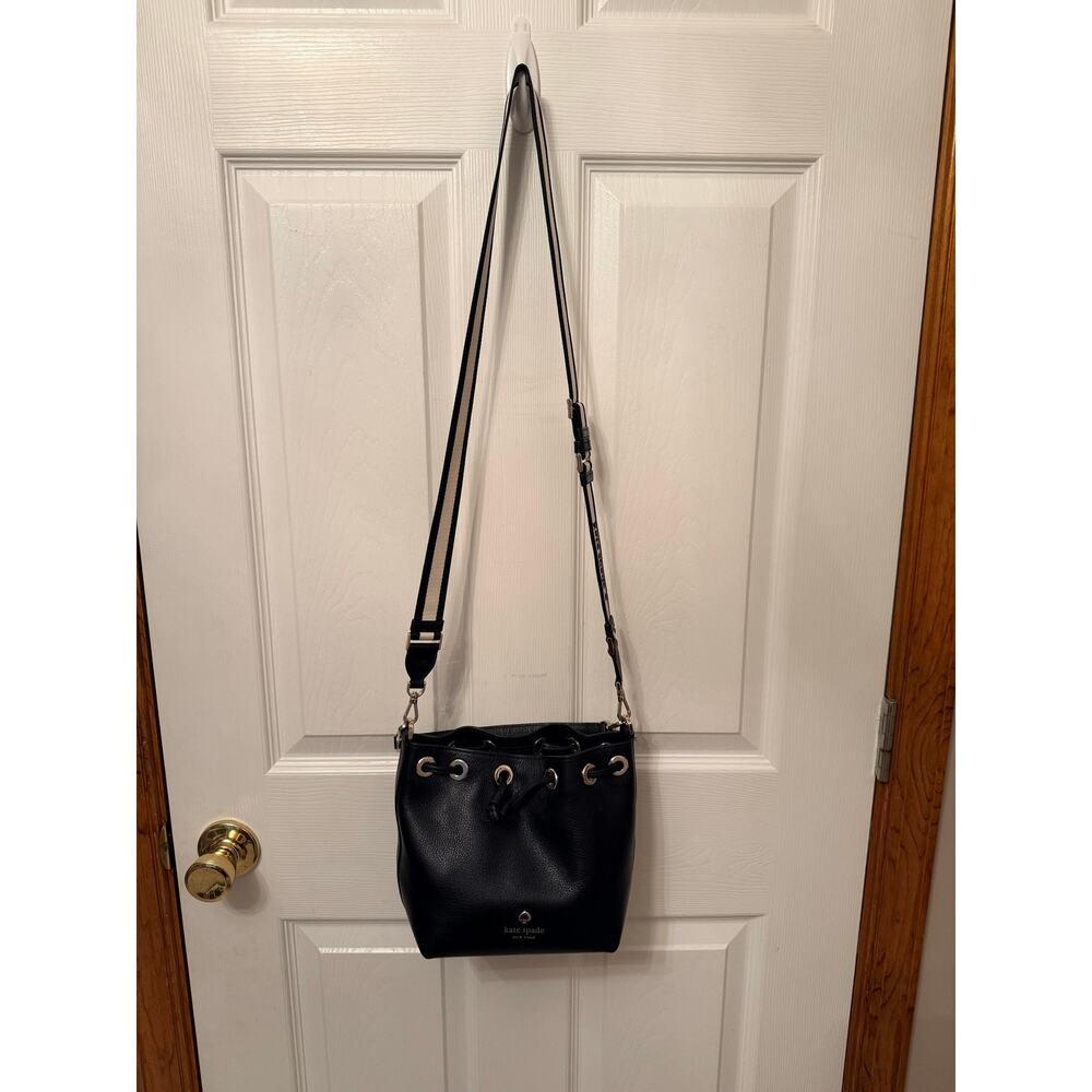 Kate Spade New York Emma Small Bucket Bag. Black Pebbled Leather. NWOT - Picture 2 of 10